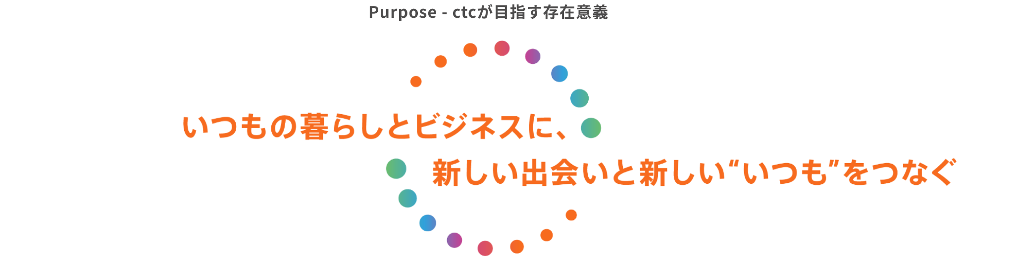 Purpose - ctcが目指す存在意義 いつもの暮らしとビジネスに、新しい出会いと新しいいつもをつなぐ